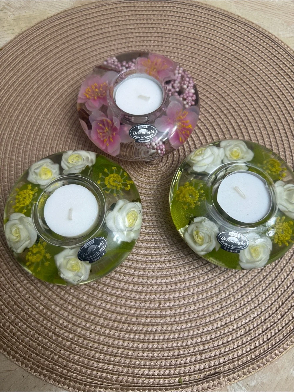 DREAMLIGHT 🔥 🌸Floral Resin Tealight Holder Set Made in Germany